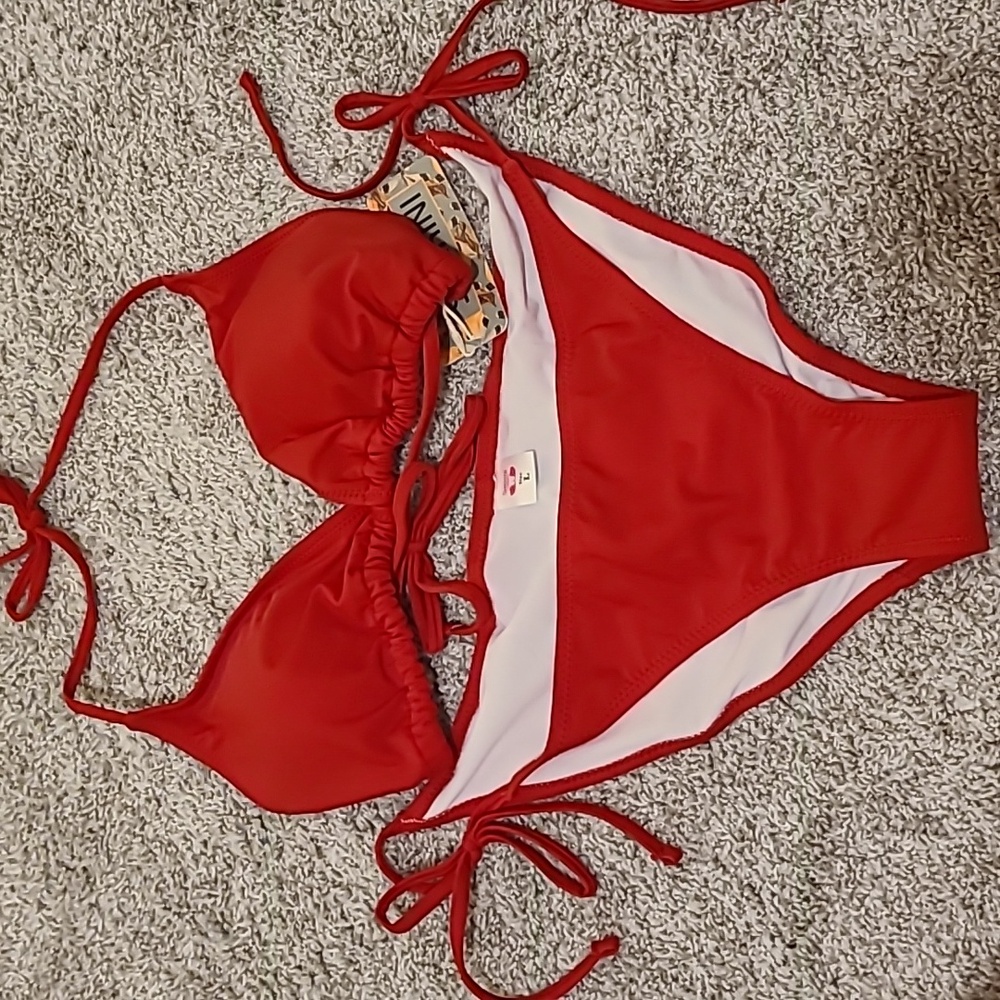 NWT SHEKINI Women's Tie Side Bottom Padded Top Triangle Bikini Bathing Suit - Picture 5 of 6